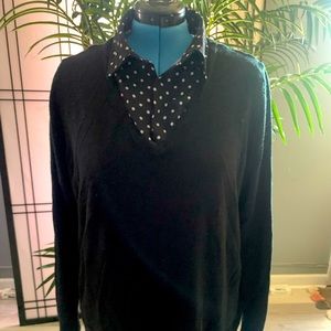Plus Size Croft & Barrow Black sweater with polka dot mock shirt. Size 2X